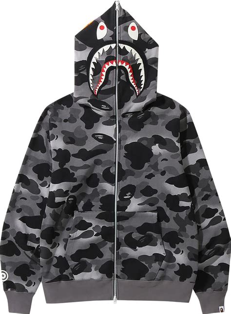 camo shark full zip hoodie